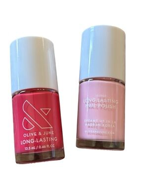 FREE GIVEAWAY Olive & June Long-Lasting Nail Polish Duo Bright Pink & Light Pink